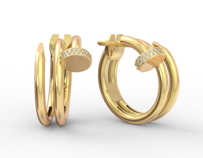 Серьги конго из жёлтого золота с бриллиантами (053145)