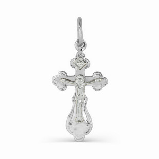 Подвеска крест из комбинированного золота с бриллиантом (031406)