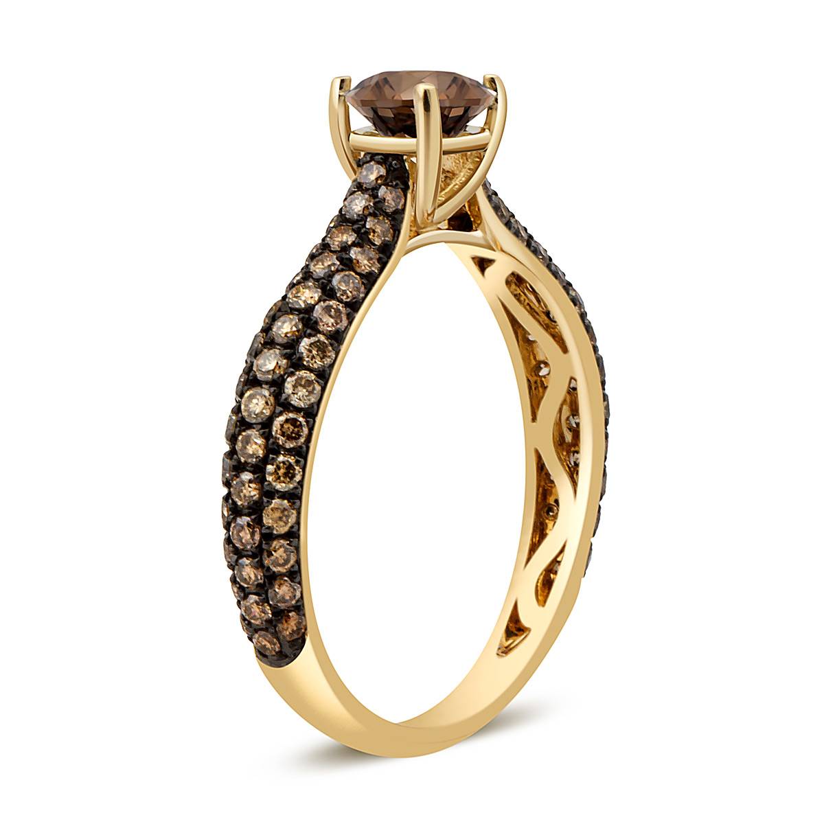 Помолвочное кольцо из жёлтого золота с бриллиантами Fancy brown (049312)
