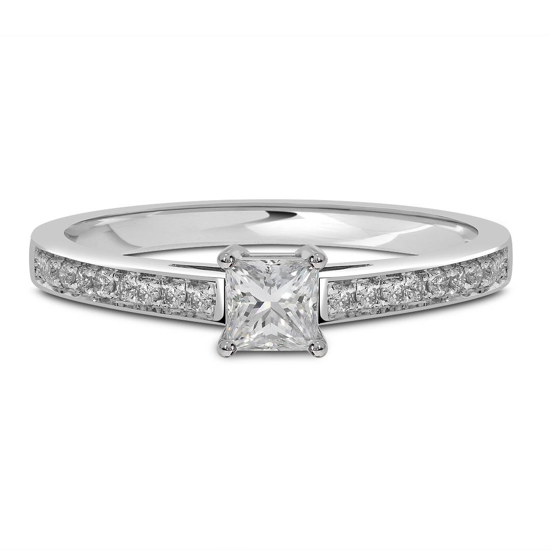 Помолвочное кольцо из белого золота с бриллиантами (046478)