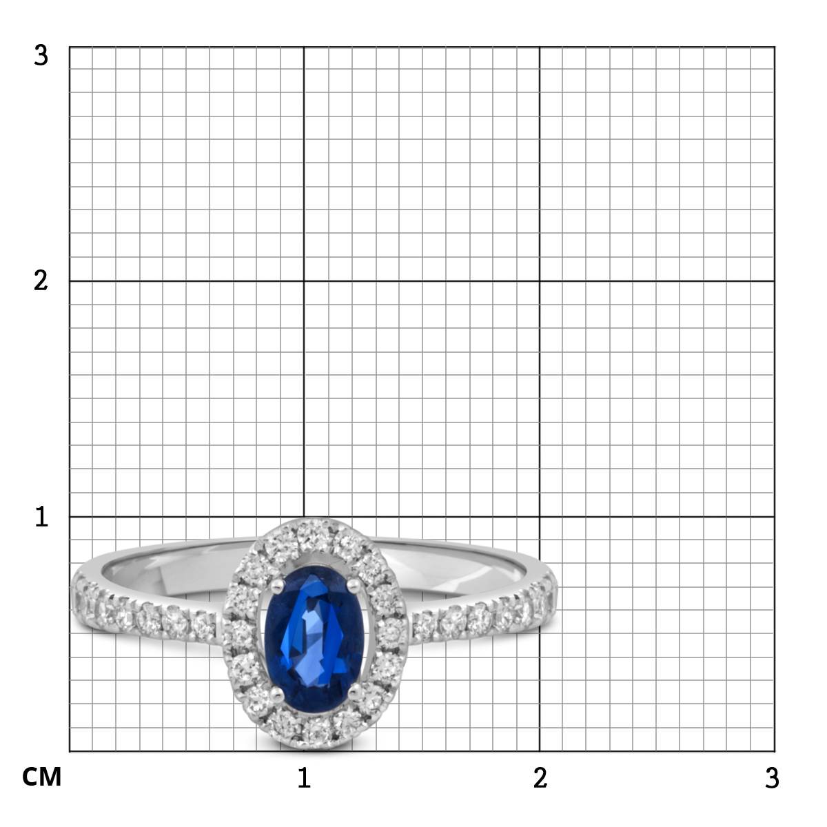 Кольцо из белого золота с бриллиантами и сапфиром (049560)