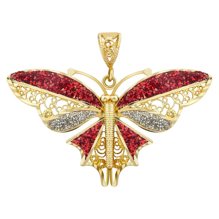 Кулон из жёлтого золота с  эмалью (020116)