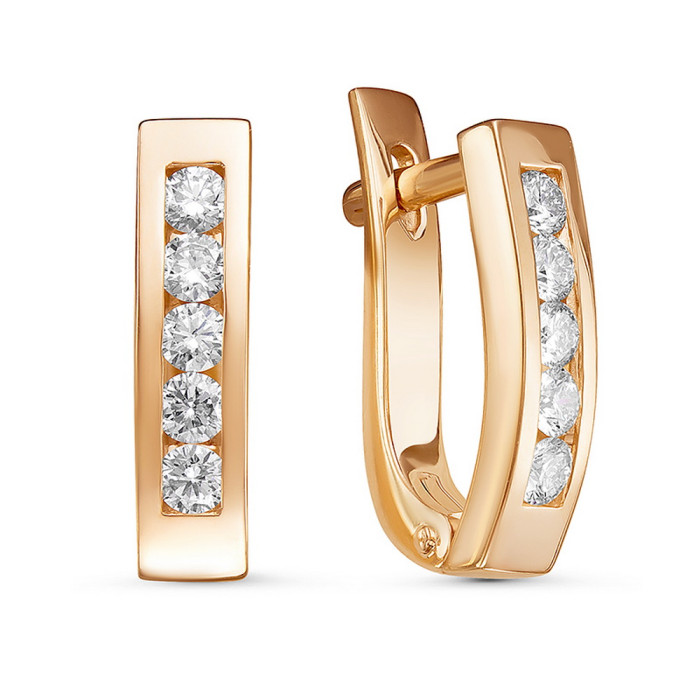 Серьги из корасного золота с бриллиантами (044398)