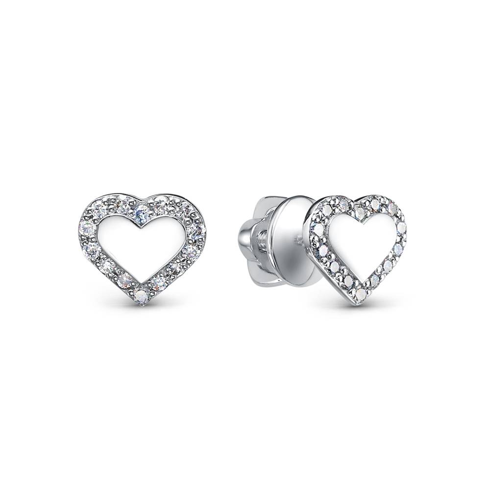 Серьги пусеты из платины с бриллиантами 