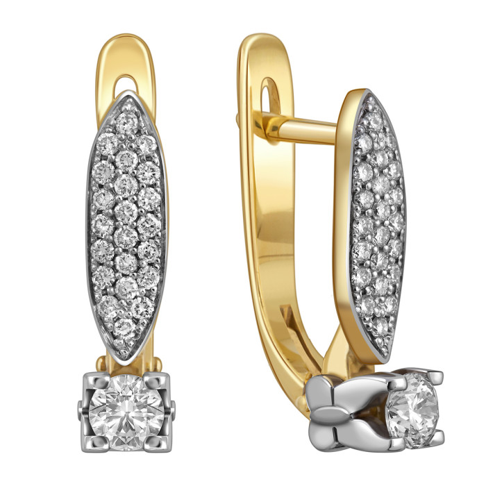 Серьги из комбинированного золота с бриллиантами (025690)