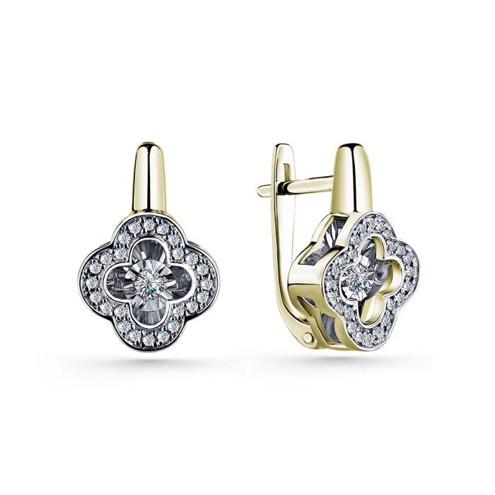 Серьги из жёлтого золота с бриллиантами (057489)