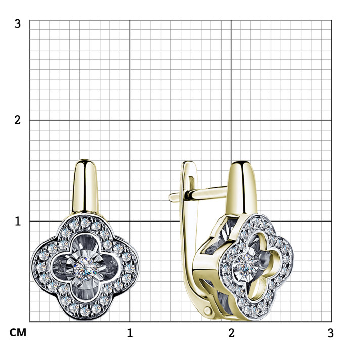 Серьги из жёлтого золота с бриллиантами (057489)