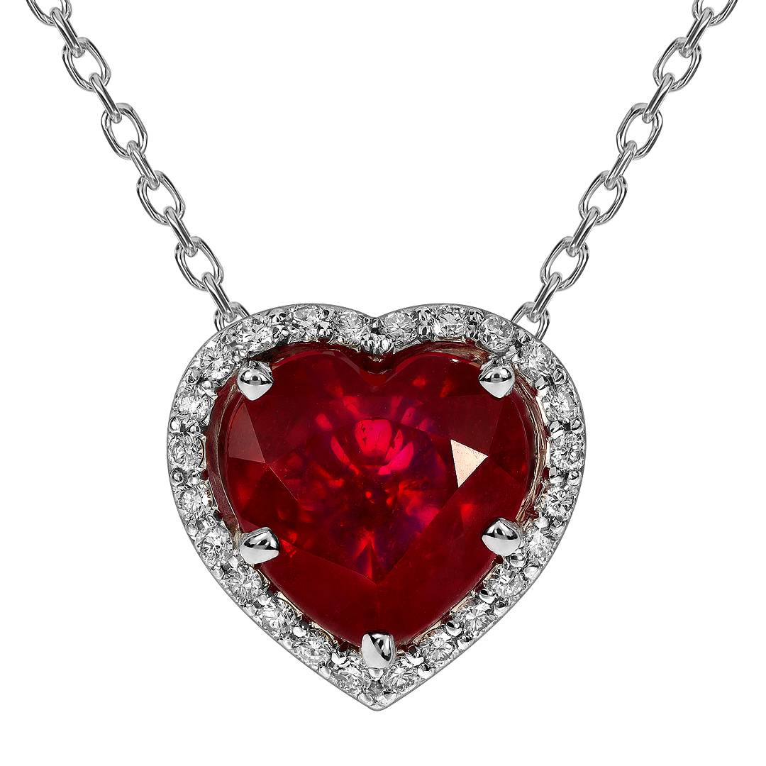 Колье из белого золота с бриллиантами и рубином 