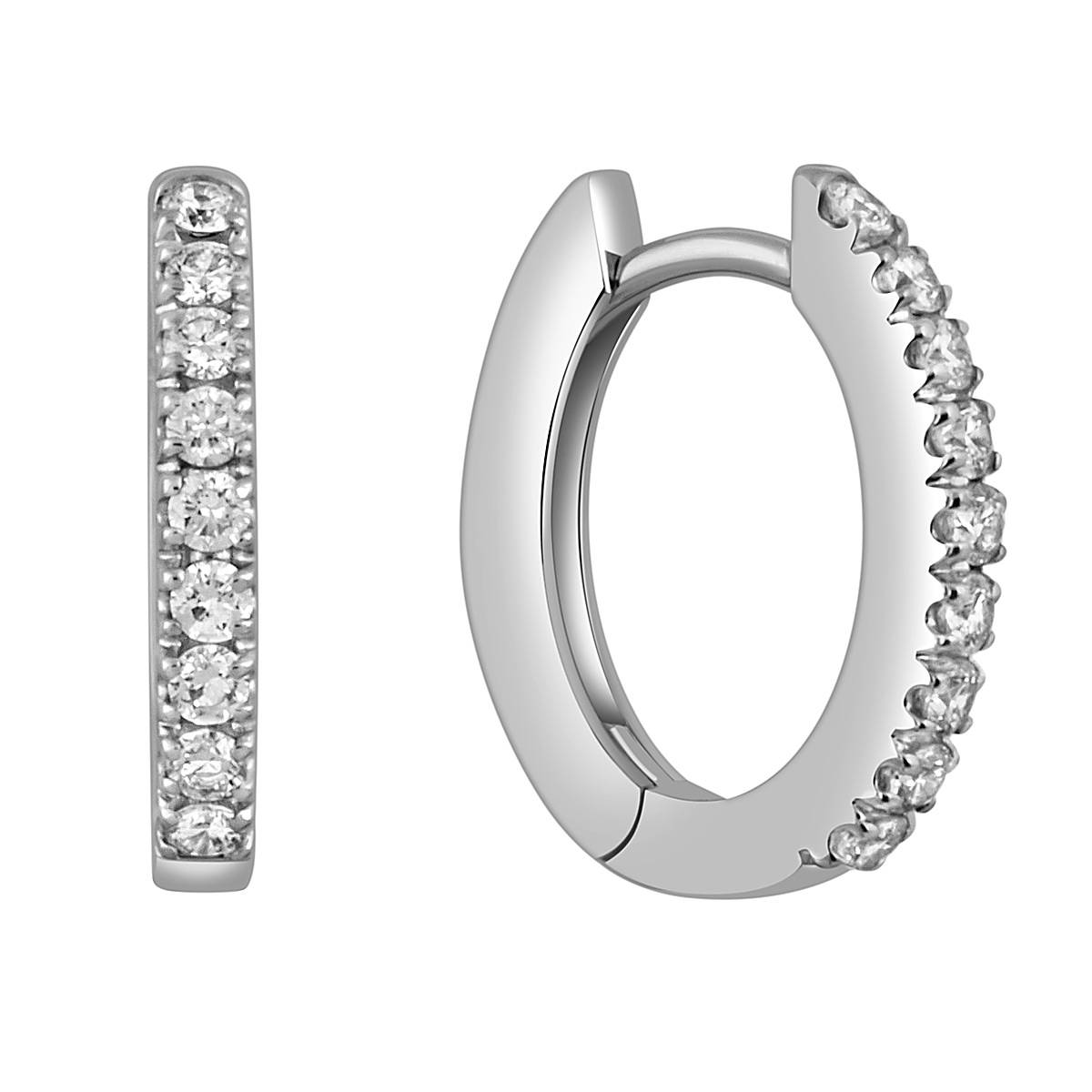 Серьги конго из белого золота с бриллиантами 