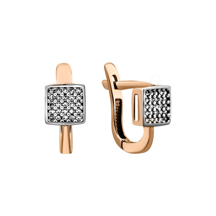 Серьги из красного золота с бриллиантами (028352)