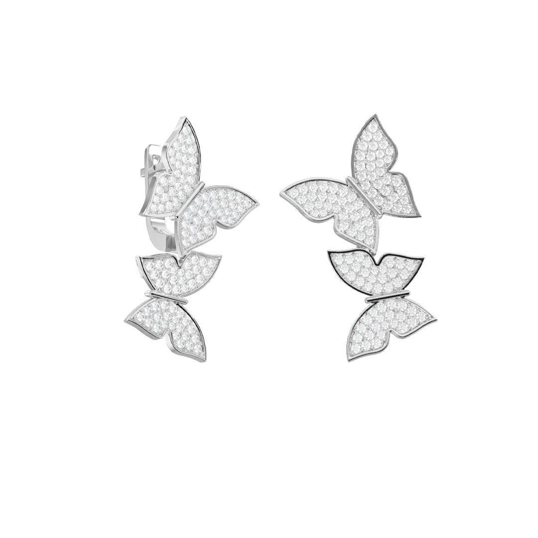 Серьги из белого золота с фианитами 