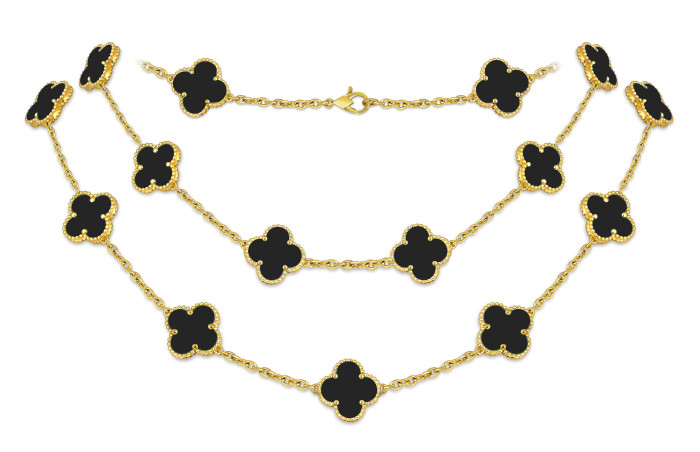 Колье из жёлтого золота с ониксом (053726)