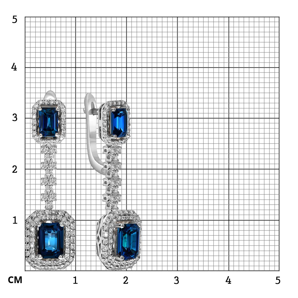 Серьги из белого золота с бриллиантами и сапфирами (049577)
