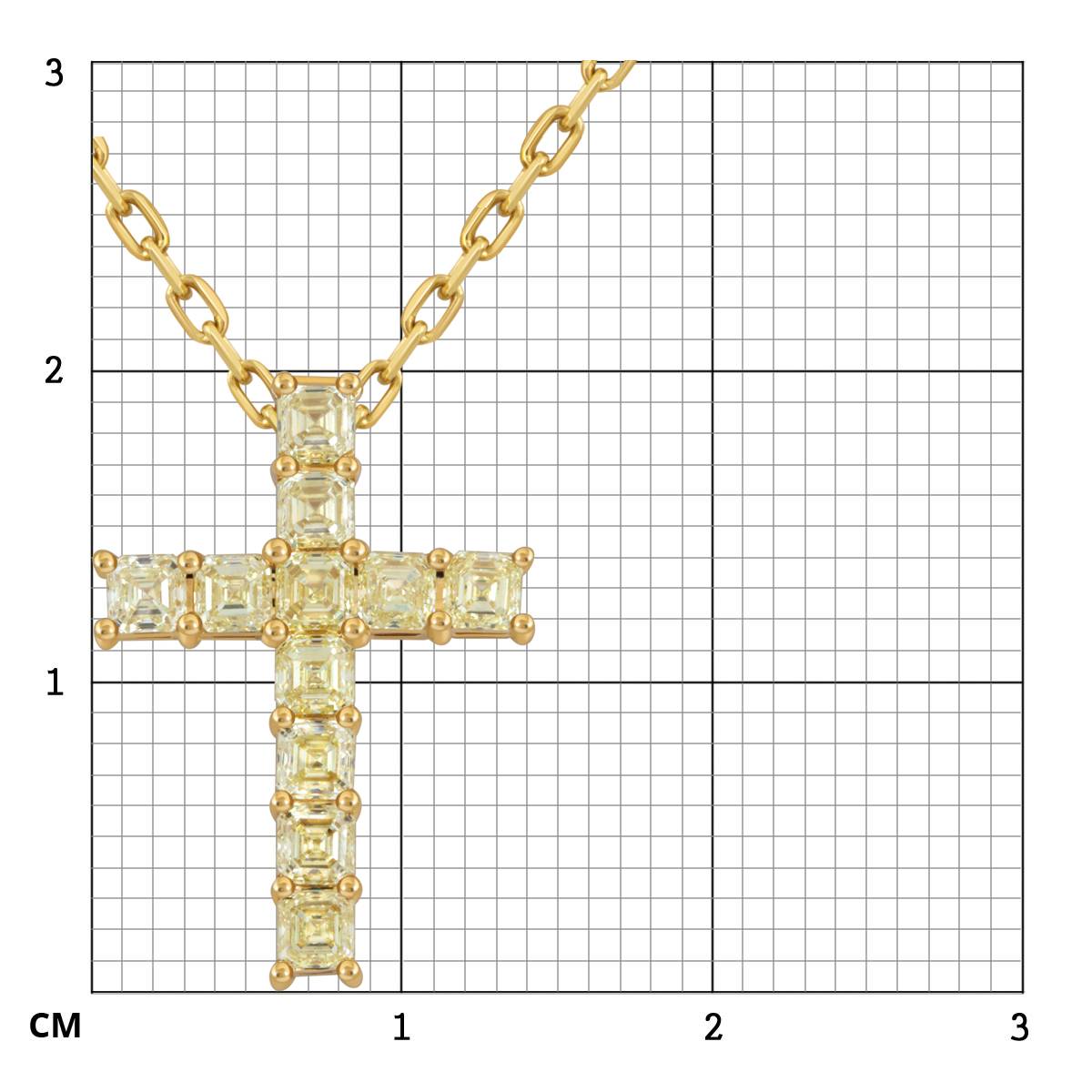 Колье крест из жёлтого золота с  жёлтыми бриллиантами (054917)