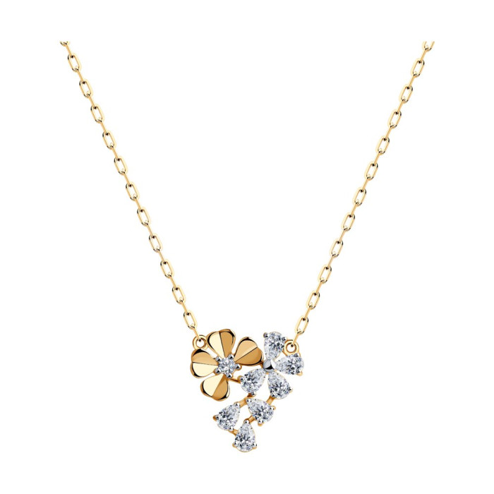 Колье из красного золота с фианитами (046023)