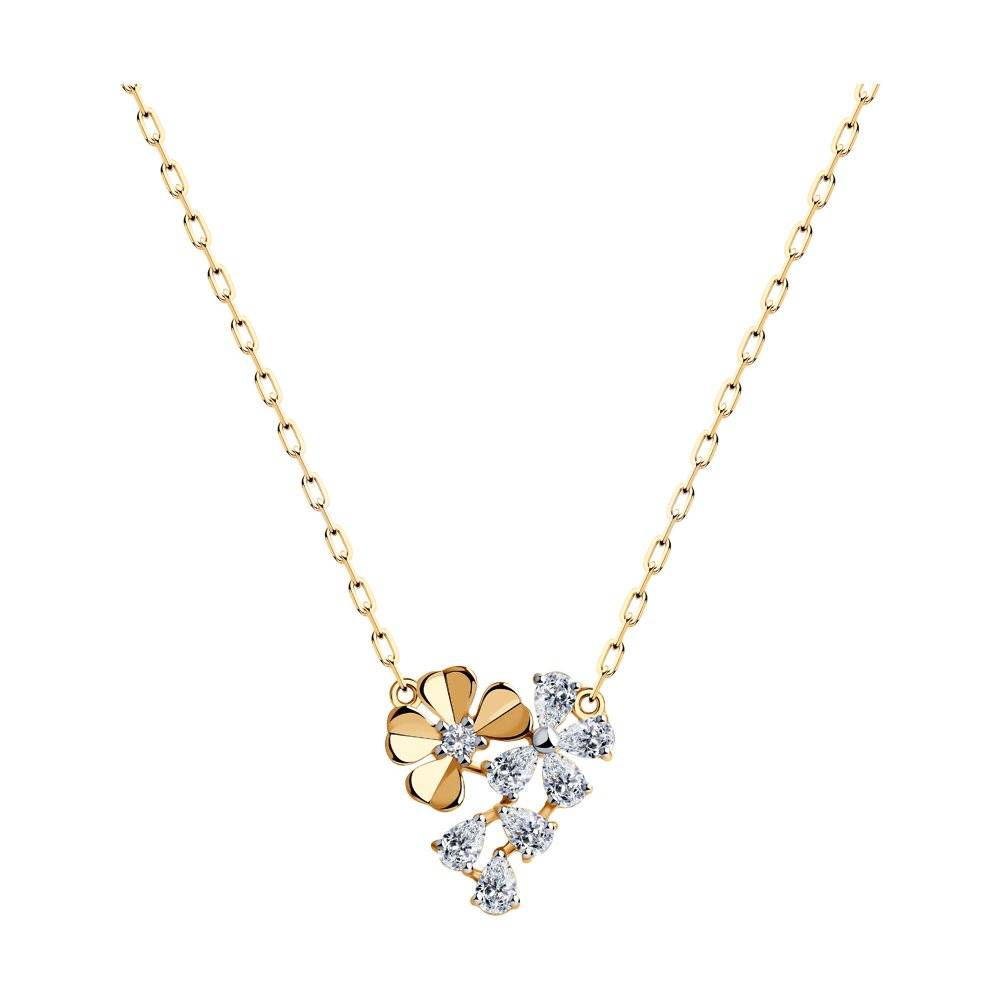 Колье из красного золота с фианитами (046023)