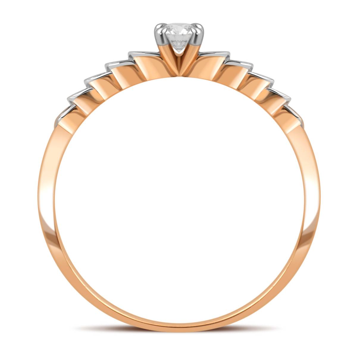 Помолвочное кольцо из красного золота с бриллиантами (039848)