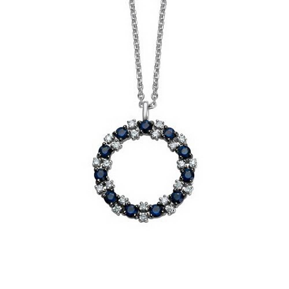 Колье из белого золота с бриллиантами и сапфирами (060433)