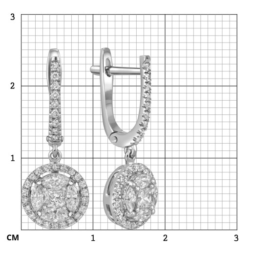 Серьги из белого золота с бриллиантами (055547)