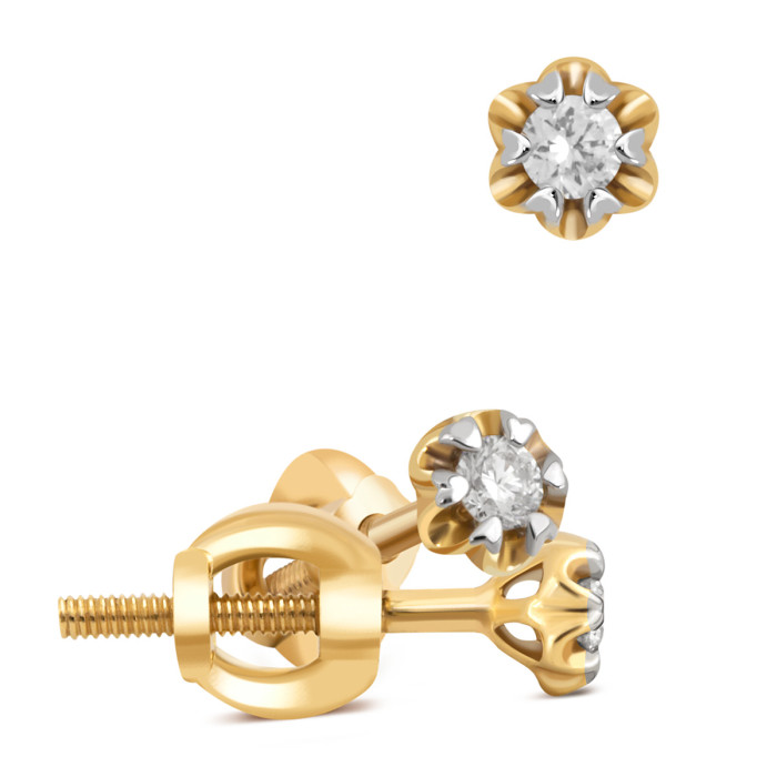 Серьги пусеты из жёлтого золота с бриллиантами (032803)