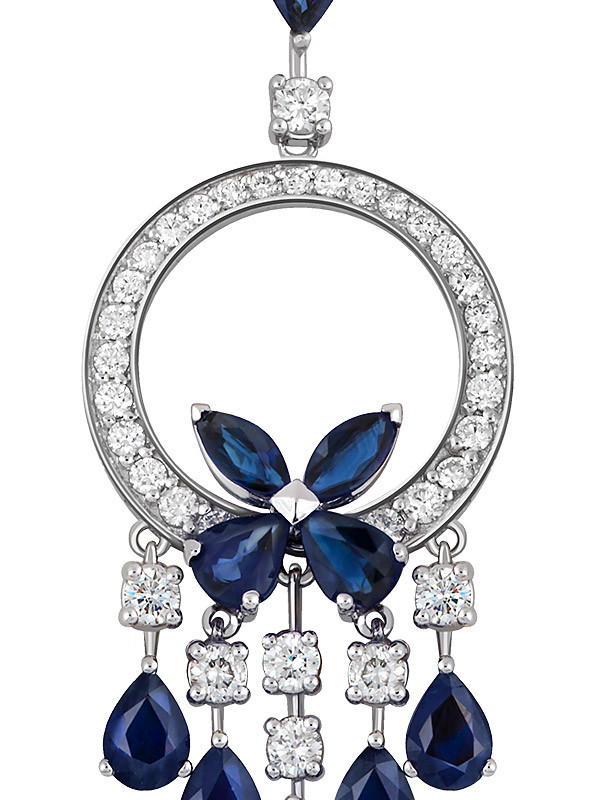 Колье из белого золота с бриллиантами и сапфирами (040901)