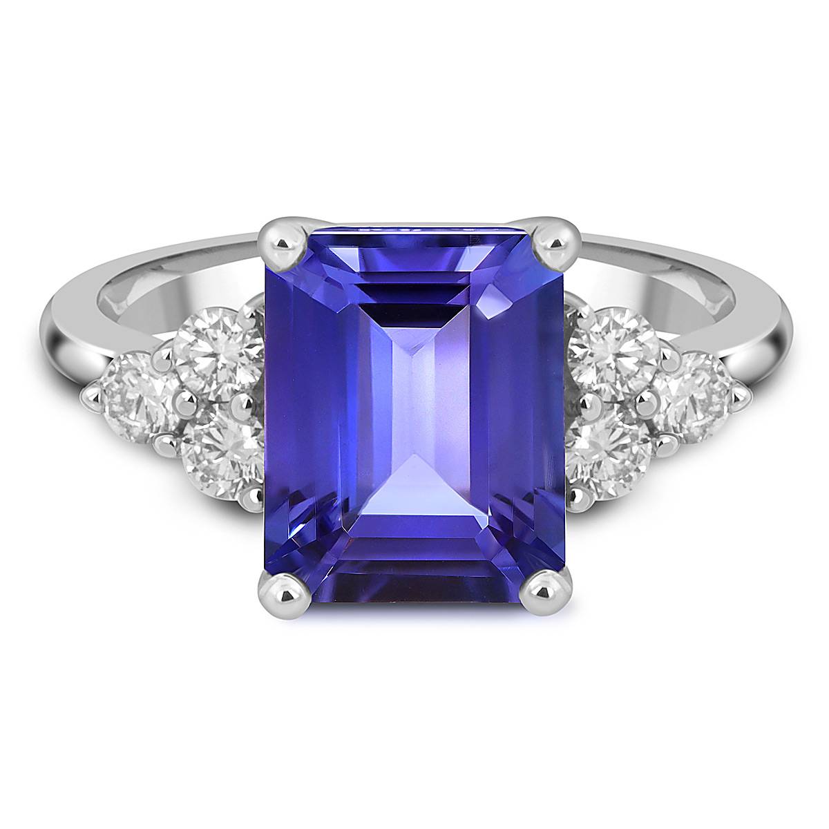 Кольцо из белого золота с бриллиантами и танзанитом (047244)