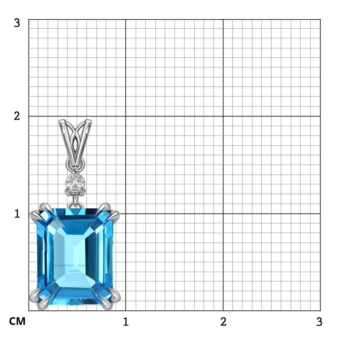 Кулон из белого золота с бриллиантом и топазом Swiss (060157)