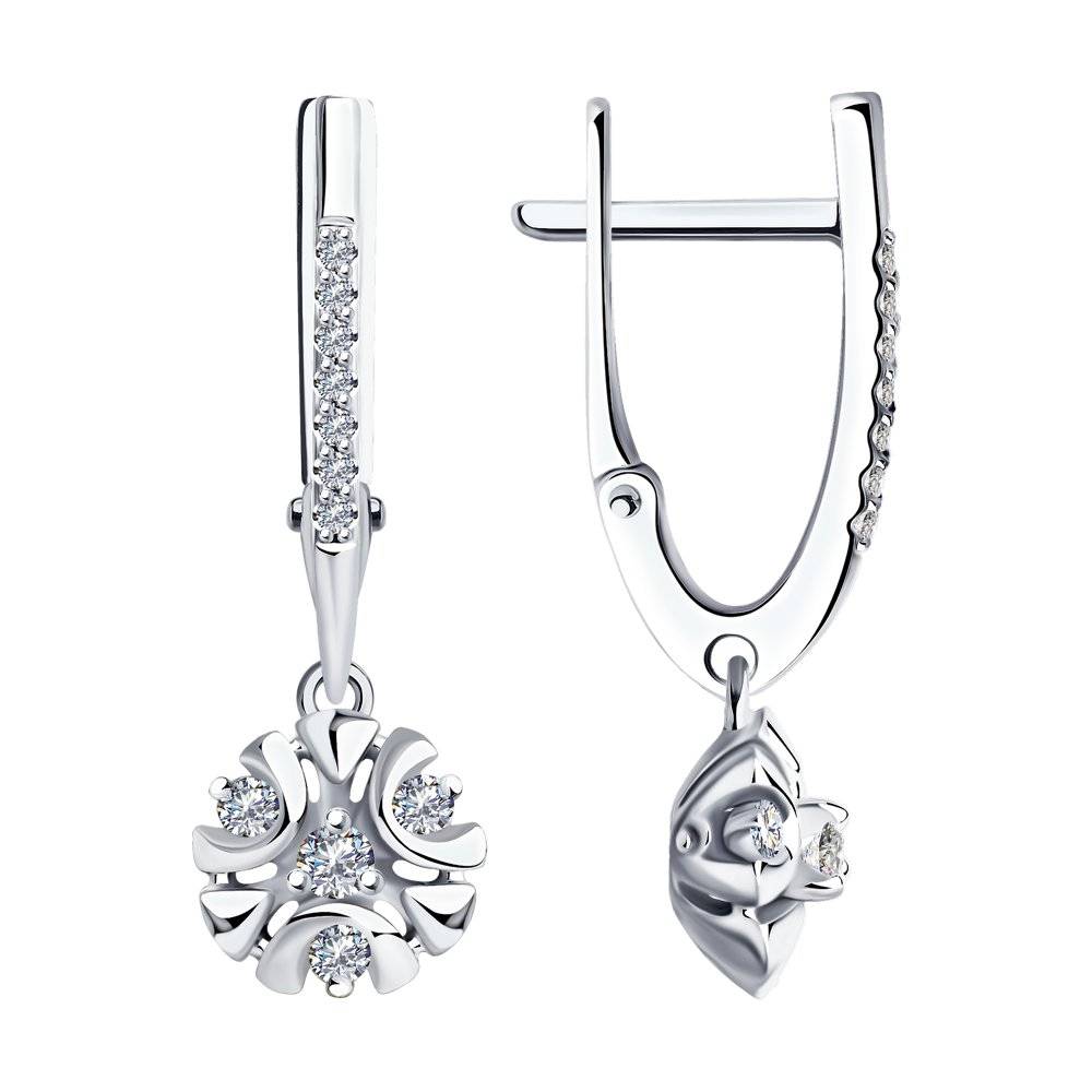 Серьги из белого золота с бриллиантами (047383)