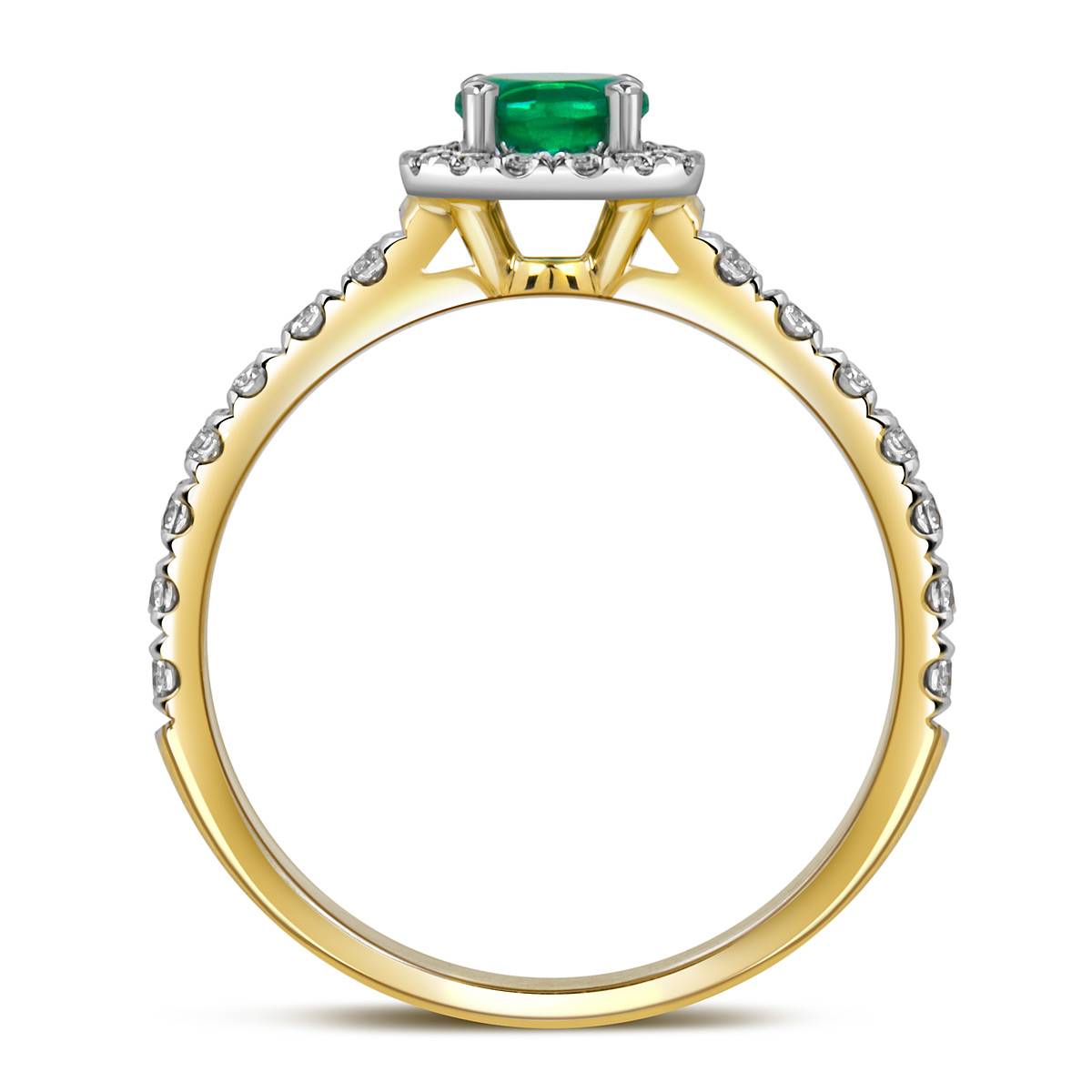 Кольцо из жёлтого золота с бриллиантами и изумрудом (060982)