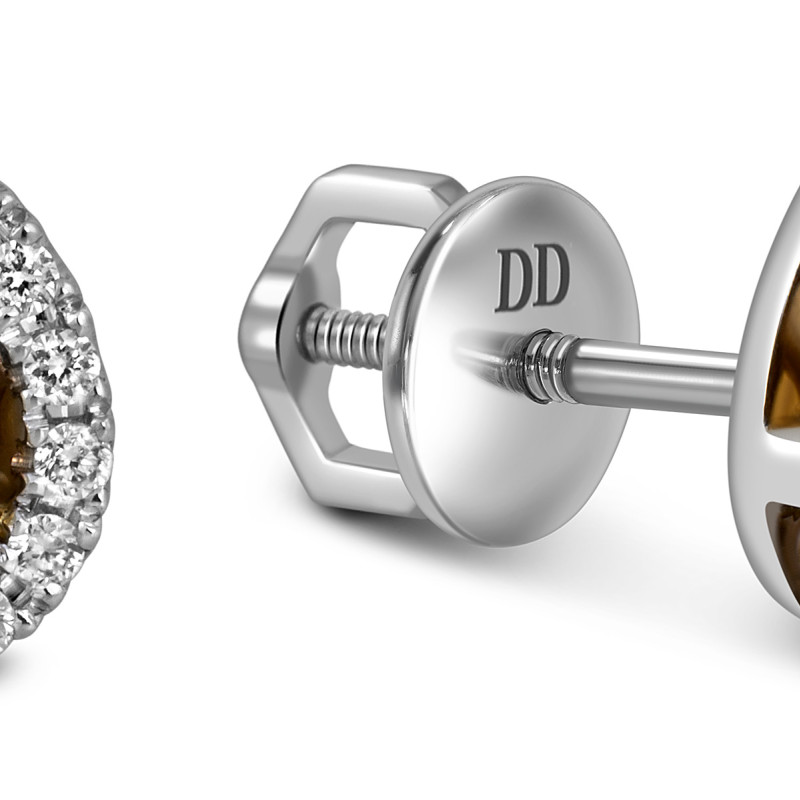 Серьги пусеты из белого золота с бриллиантами (062900)