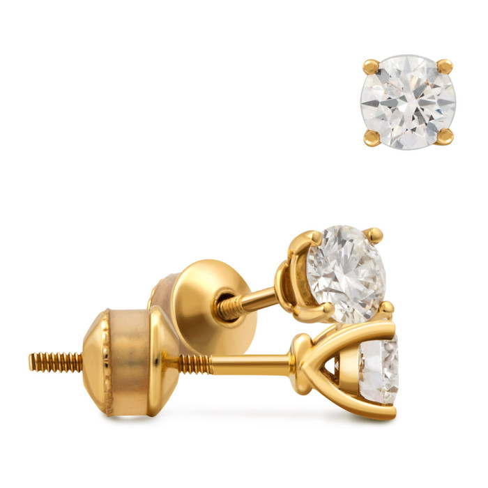 Серьги пусеты из жёлтого золота с бриллиантами (028000)