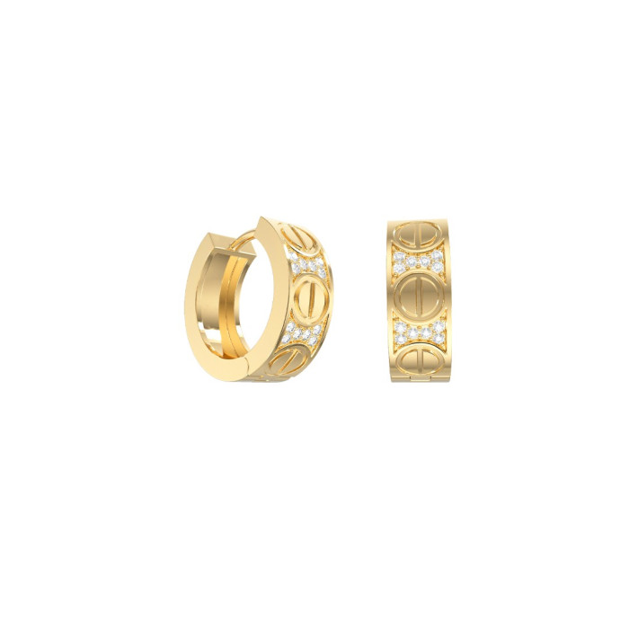 Серьги из жёлтого золота с фианитами (058630)