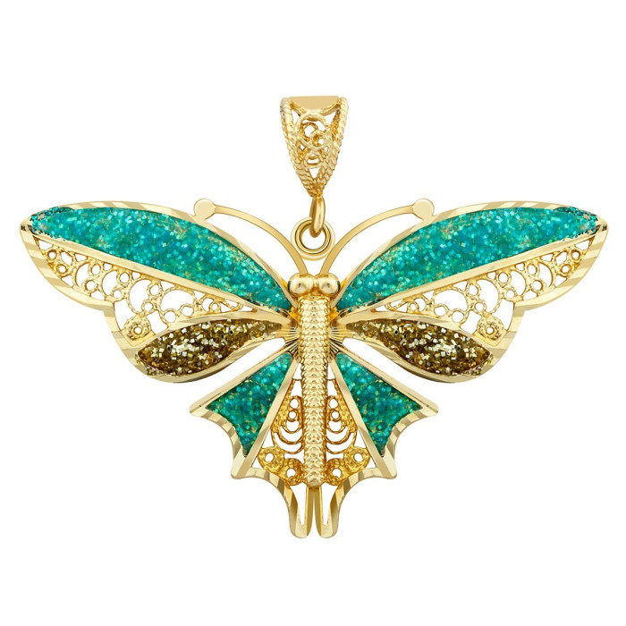 Кулон из жёлтого золота с  эмалью (020101)