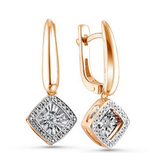 Серьги из красного золота с бриллиантами (052792)