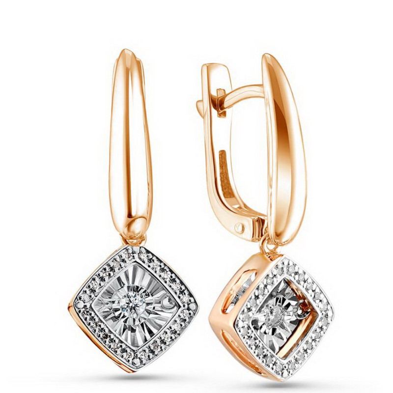 Серьги из красного золота с бриллиантами (052792)