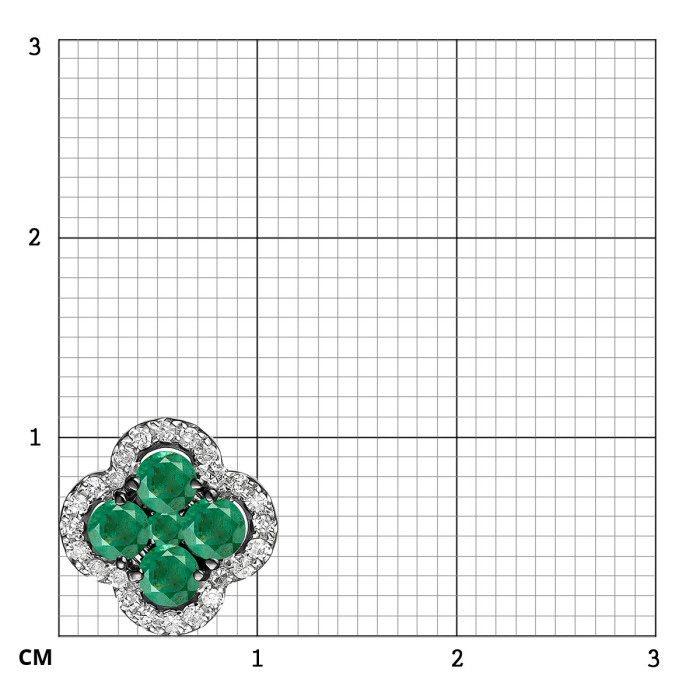Кулон из белого золота с бриллиантами и изумрудами (055755)
