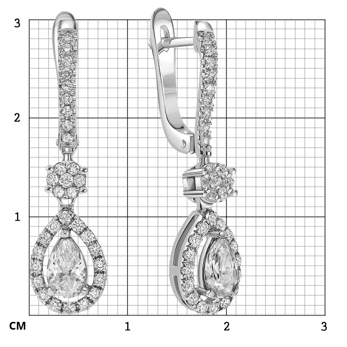 Серьги из белого золота с бриллиантами (051637)