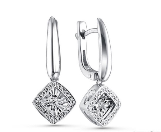 Серьги из белого золота с бриллиантами (052730)