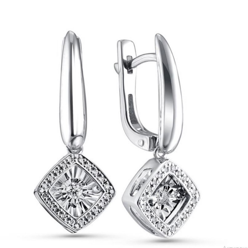 Серьги из белого золота с бриллиантами  (052730)
