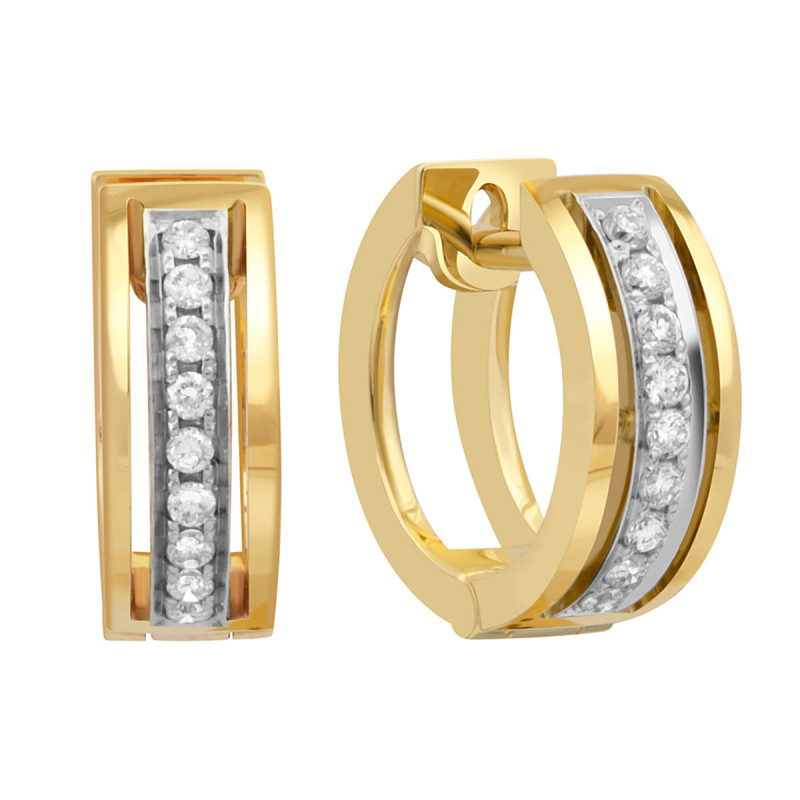 Серьги из комбинированного золота с бриллиантами (026175)