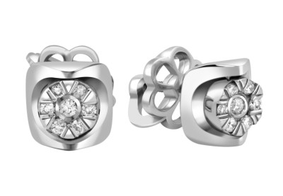 Серьги пусеты из белого золота с бриллиантами (040949)