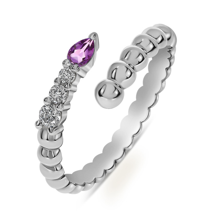 Кольцо из белого золота с бриллиантами и розовым сапфиром (061023)