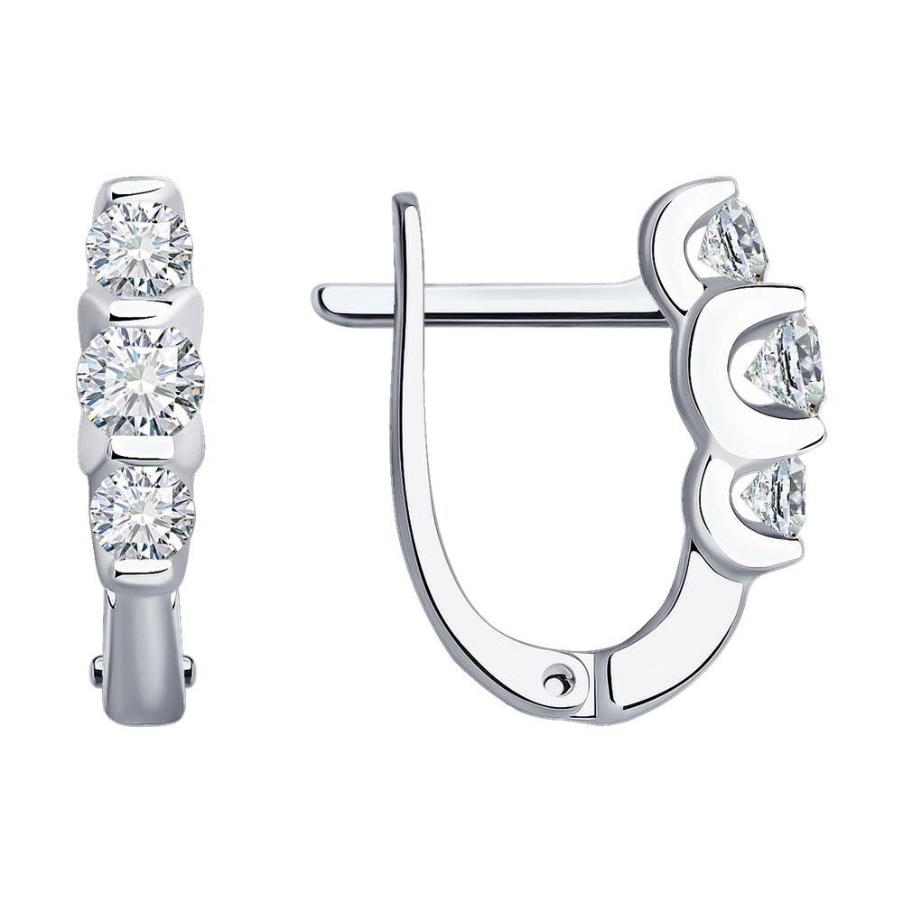 Серьги из белого золота с бриллиантами (048381)