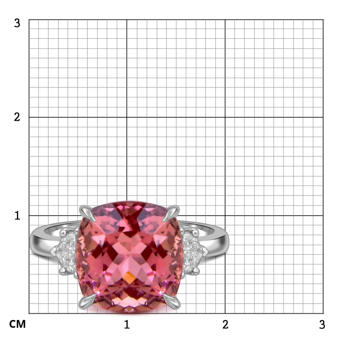 Кольцо из белого золота с бриллиантами и розовым турмалином (060035)