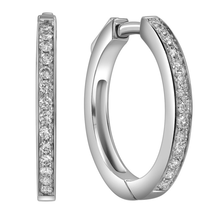 Серьги конго из белого золота с бриллиантами (051696)