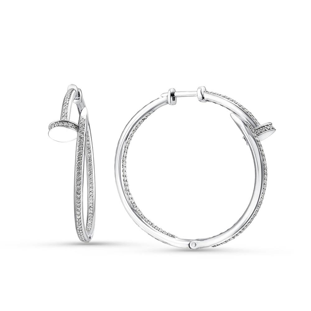 Серьги конго из белого золота с бриллиантами (060903)