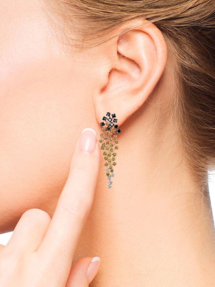 Серьги из комбинированного золота с бриллиантами (054291)