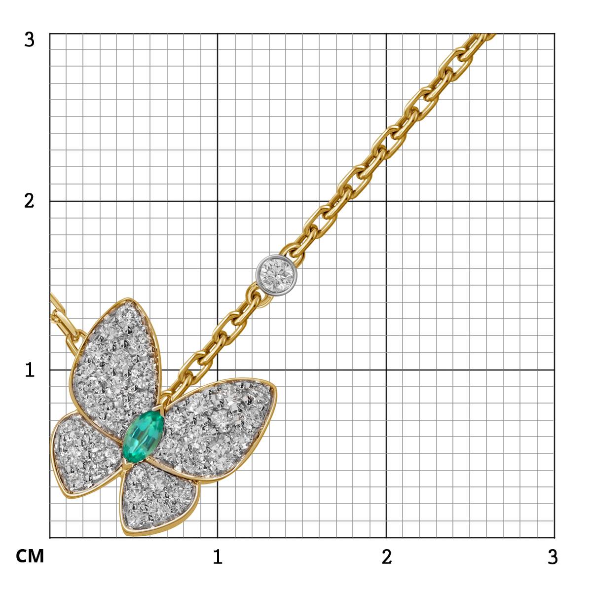 Колье из жёлтого золота с бриллиантами и изумрудом 