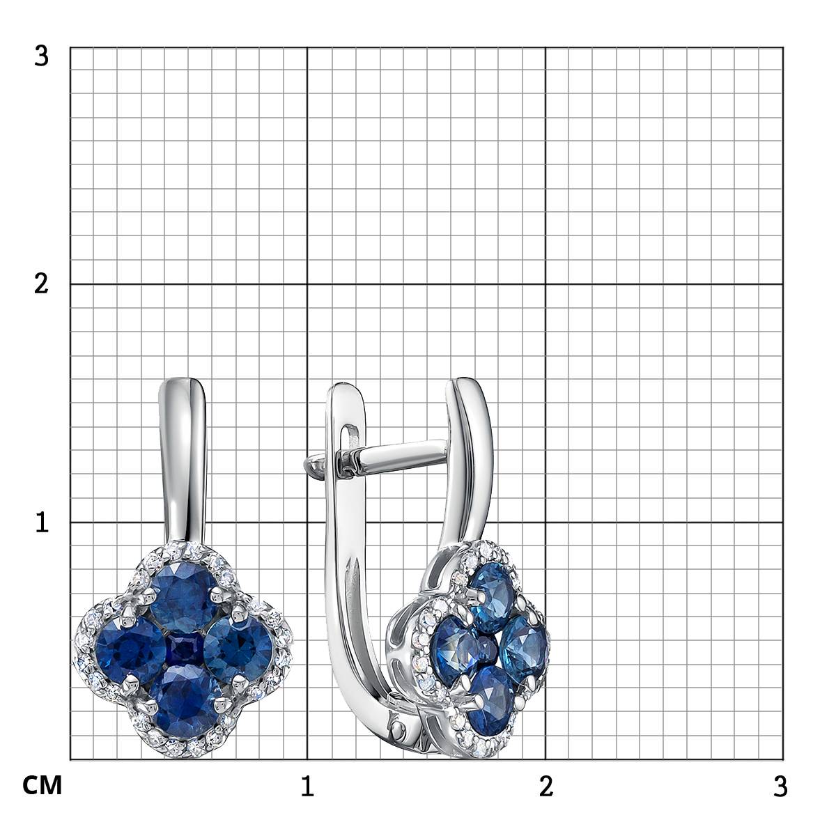 Серьги из белого золота с бриллиантами и сапфирами (055230)