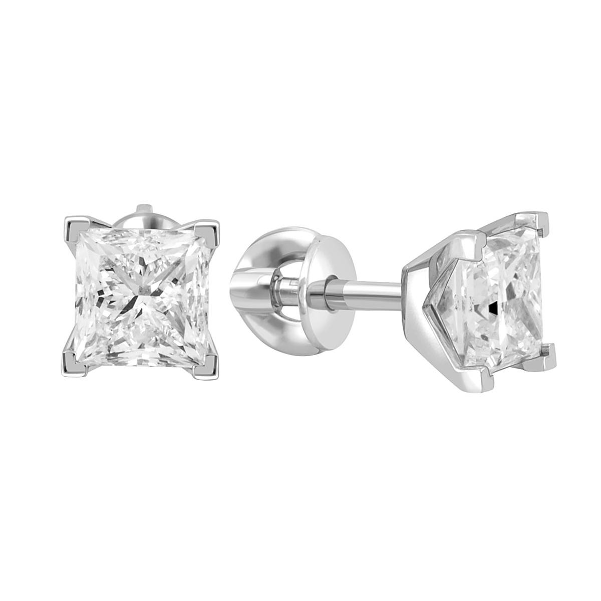 Серьги пусеты из платины с бриллиантами (049537)